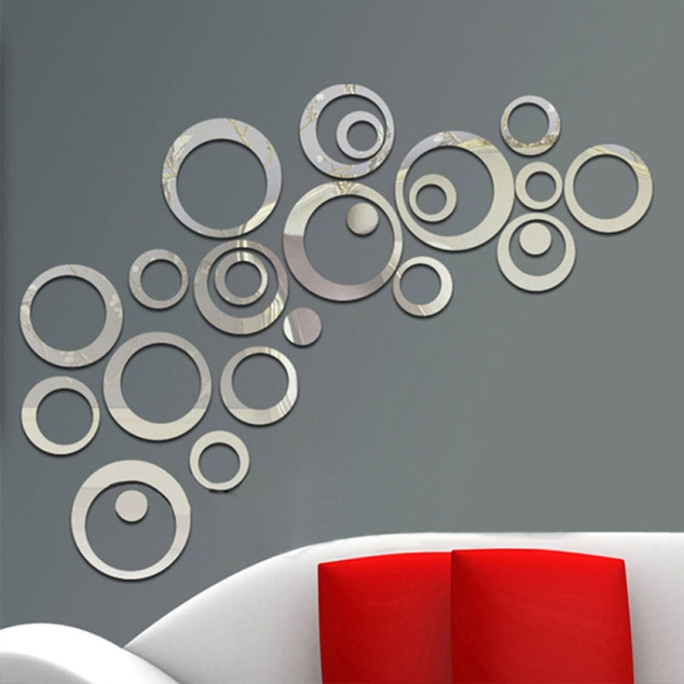 24 ชิ้น 3D DIY วงกลมตกแต่งกระจกสติ๊กเกอร์ติดผนังสำหรับพื้นหลังทีวีตกแต่งบ้านอะคริลิคตกแต่ง Wall Art