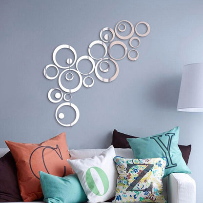 24 ชิ้น 3D DIY วงกลมตกแต่งกระจกสติ๊กเกอร์ติดผนังสำหรับพื้นหลังทีวีตกแต่งบ้านอะคริลิคตกแต่ง Wall Art