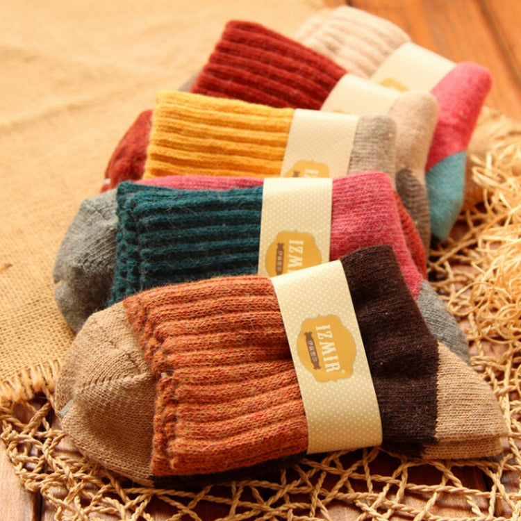 5 คู่ผู้หญิงฤดูหนาว Vintage กระต่ายขนสัตว์ถุงเท้า Thicken Warm หญิงแฟชั่น Patchwork Retro ความร้อนถุงเท้าผ้าฝ้าย, Free Size
