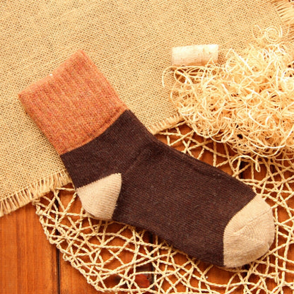 5 คู่ผู้หญิงฤดูหนาว Vintage กระต่ายขนสัตว์ถุงเท้า Thicken Warm หญิงแฟชั่น Patchwork Retro ความร้อนถุงเท้าผ้าฝ้าย, Free Size
