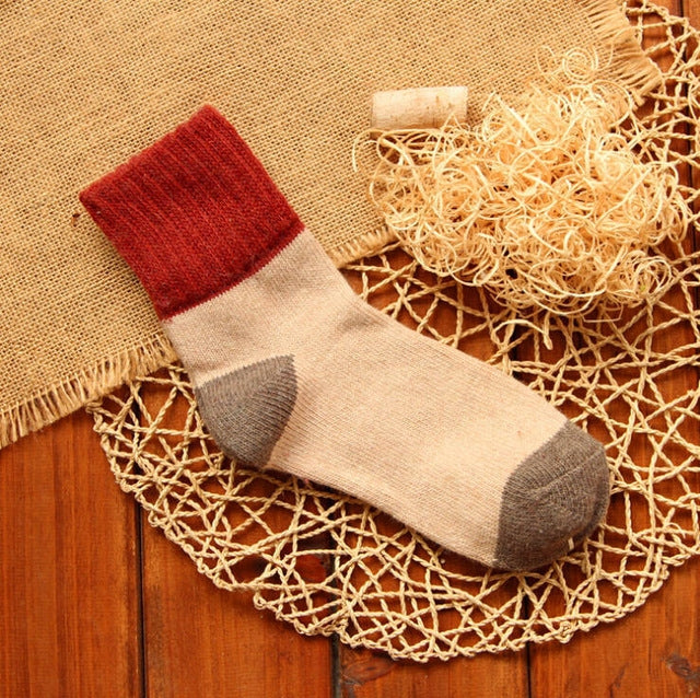 5 คู่ผู้หญิงฤดูหนาว Vintage กระต่ายขนสัตว์ถุงเท้า Thicken Warm หญิงแฟชั่น Patchwork Retro ความร้อนถุงเท้าผ้าฝ้าย, Free Size