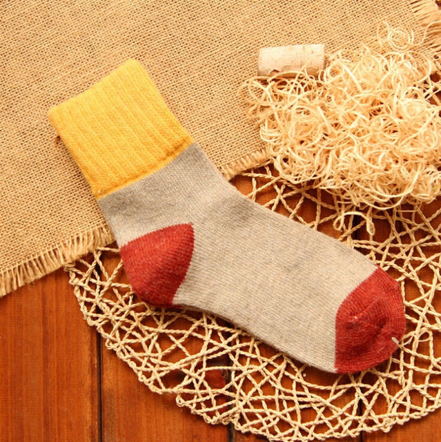 5 คู่ผู้หญิงฤดูหนาว Vintage กระต่ายขนสัตว์ถุงเท้า Thicken Warm หญิงแฟชั่น Patchwork Retro ความร้อนถุงเท้าผ้าฝ้าย, Free Size