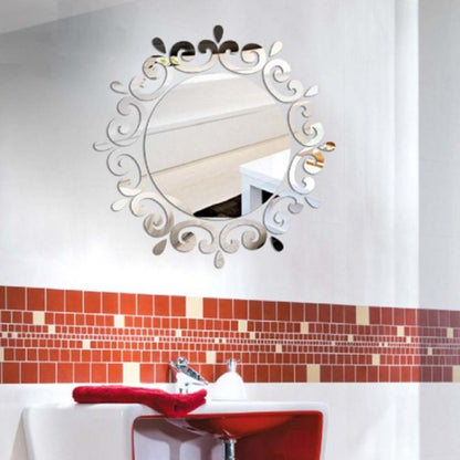 ดอกไม้ Vine Dressing Up Mirror Art ไวนิลภาพจิตรกรรมฝาผนังตกแต่งเพดานสติ๊กเกอร์ติดผนัง, Flower Vine Sticker(Silver), Flower Vine Sticker(Gold)