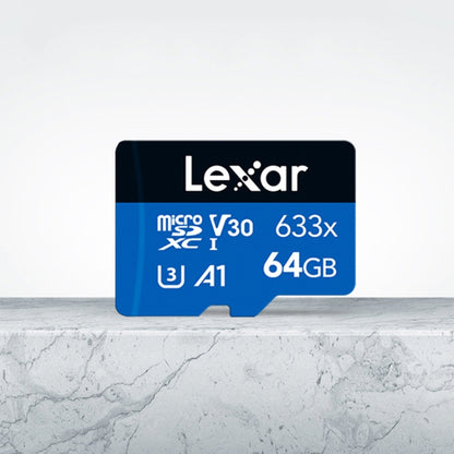 Lexar 633x 64GB เครื่องบันทึกการขับขี่ความเร็วสูงโดยเฉพาะการ์ดหน่วยความจำโทรศัพท์มือถือ DVR TF Card, 64GB