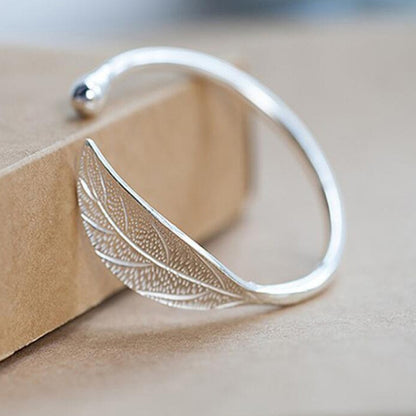 Leaf Cuff เปิดกำไลข้อมือผู้หญิงเครื่องประดับเงินวินเทจสร้อยข้อมือหรูหรา