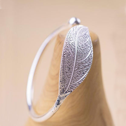 Leaf Cuff เปิดกำไลข้อมือผู้หญิงเครื่องประดับเงินวินเทจสร้อยข้อมือหรูหรา