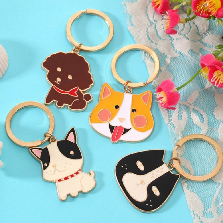 4 ชิ้นการ์ตูนสัตว์หัวพวงกุญแจรถโลหะเครื่องประดับพวงกุญแจ, Corgi, Teddy