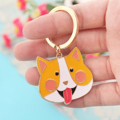 4 ชิ้นการ์ตูนสัตว์หัวพวงกุญแจรถโลหะเครื่องประดับพวงกุญแจ, Corgi, Teddy
