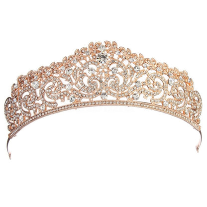 ผู้หญิงเครื่องประดับจัดงานแต่งงานเจ้าสาว Tiaras มงกุฎสีทองเต็มคริสตัล Rhinestones อุปกรณ์เสริมแถบคาดศีรษะ Tiaras มงกุฎ