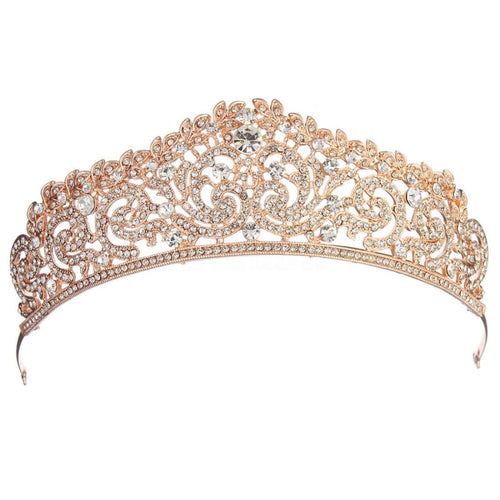 ผู้หญิงเครื่องประดับจัดงานแต่งงานเจ้าสาว Tiaras มงกุฎสีทองเต็มคริสตัล Rhinestones อุปกรณ์เสริมแถบคาดศีรษะ Tiaras มงกุฎ