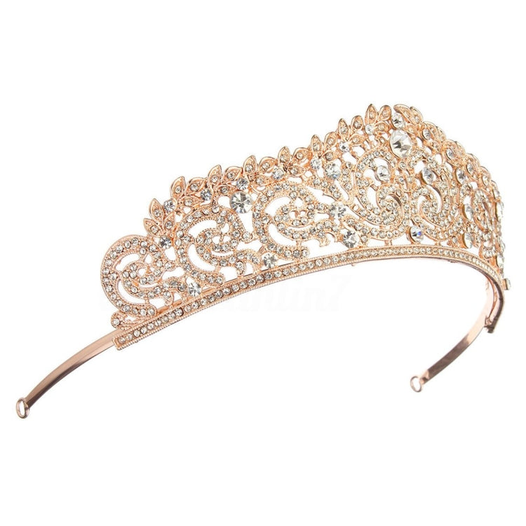 ผู้หญิงเครื่องประดับจัดงานแต่งงานเจ้าสาว Tiaras มงกุฎสีทองเต็มคริสตัล Rhinestones อุปกรณ์เสริมแถบคาดศีรษะ Tiaras มงกุฎ