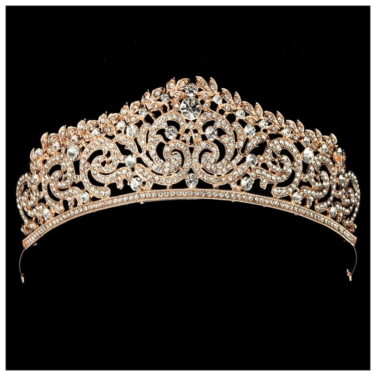 ผู้หญิงเครื่องประดับจัดงานแต่งงานเจ้าสาว Tiaras มงกุฎสีทองเต็มคริสตัล Rhinestones อุปกรณ์เสริมแถบคาดศีรษะ Tiaras มงกุฎ