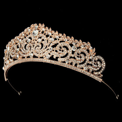 ผู้หญิงเครื่องประดับจัดงานแต่งงานเจ้าสาว Tiaras มงกุฎสีทองเต็มคริสตัล Rhinestones อุปกรณ์เสริมแถบคาดศีรษะ Tiaras มงกุฎ