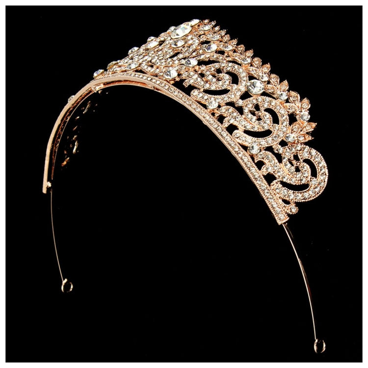 ผู้หญิงเครื่องประดับจัดงานแต่งงานเจ้าสาว Tiaras มงกุฎสีทองเต็มคริสตัล Rhinestones อุปกรณ์เสริมแถบคาดศีรษะ Tiaras มงกุฎ
