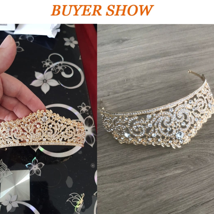 ผู้หญิงเครื่องประดับจัดงานแต่งงานเจ้าสาว Tiaras มงกุฎสีทองเต็มคริสตัล Rhinestones อุปกรณ์เสริมแถบคาดศีรษะ Tiaras มงกุฎ