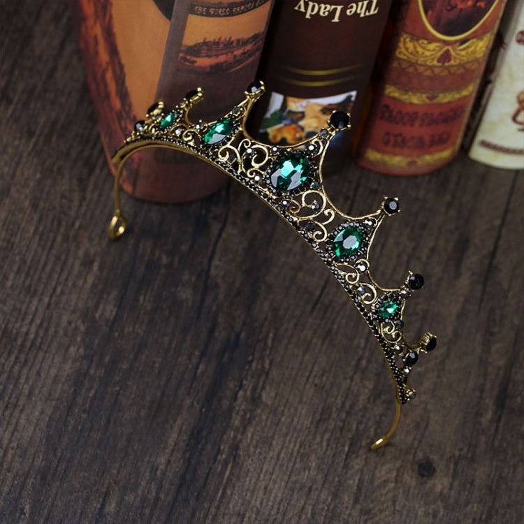Vintage Baroque สีเขียวคริสตัล Tiaras Crowns สำหรับหญิงสาวเจ้าสาวงานแต่งงานเครื่องประดับผมอุปกรณ์เสริม
