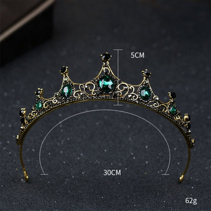 Vintage Baroque สีเขียวคริสตัล Tiaras Crowns สำหรับหญิงสาวเจ้าสาวงานแต่งงานเครื่องประดับผมอุปกรณ์เสริม