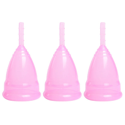 3PCS ถ้วยนุ่มแบบใช้ซ้ำได้ซิลิโคนเกรดทางการแพทย์ถ้วยประจำเดือน, Large, Small