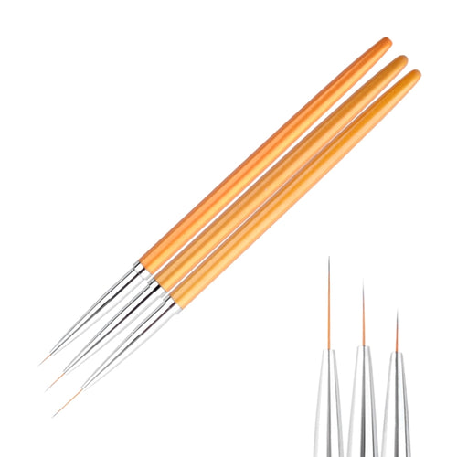 3 PCS Gold Nail Art Lines ภาพวาดปากกาแปรง Professional UV Gel Polish Tips 3D Design Manicure Drawing Tool Kit