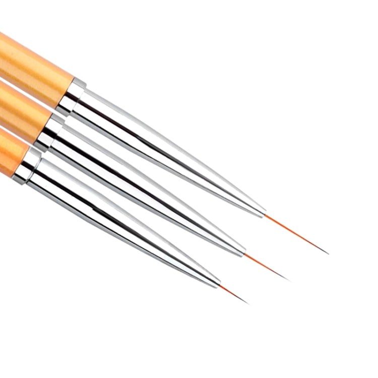 3 PCS Gold Nail Art Lines ภาพวาดปากกาแปรง Professional UV Gel Polish Tips 3D Design Manicure Drawing Tool Kit
