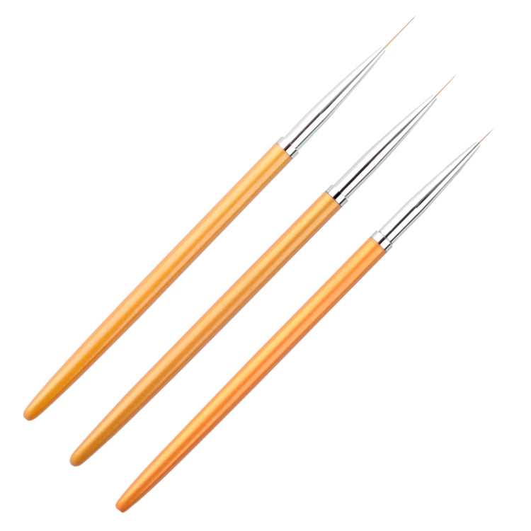 3 PCS Gold Nail Art Lines ภาพวาดปากกาแปรง Professional UV Gel Polish Tips 3D Design Manicure Drawing Tool Kit