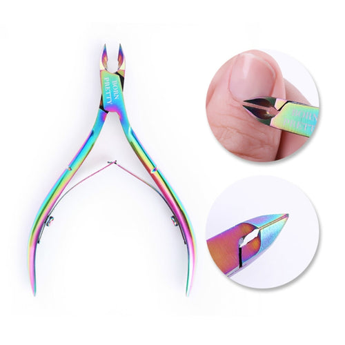 3 PCS เล็บ Cuticle Nipper Cutter Rainbow Clipper Scissor Dead Skin Remover ตัดเล็บเครื่องมือเล็บ