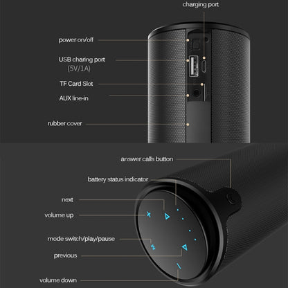 ZEALOT S8 3D สเตอริโอบลูทูธลำโพงไร้สายคอลัมน์ซับวูฟเฟอร์แบบพกพา Touch Control AUX การเล่นการ์ด TF แฮนด์ฟรีพร้อมไมโครโฟน