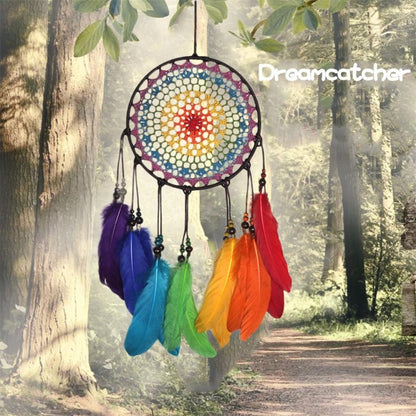 งานฝีมือทอมือสร้างสรรค์สีสัน Dream Catcher รถบ้านแขวนผนังตกแต่ง, 20cm, 5cm