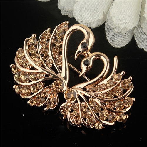 คริสตัล Swan เข็มกลัด Pins สัตว์ Rhinestones เข็มกลัดสำหรับผู้หญิง