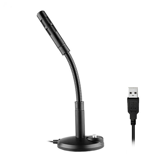 ไมโครโฟนคอนเดนเซอร์ USB พร้อมสายเคเบิลสำหรับคอมพิวเตอร์พีซีเดสก์ท็อปแล็ปท็อปโน้ตบุ๊คสายบันทึกเกม Podcasting, Black