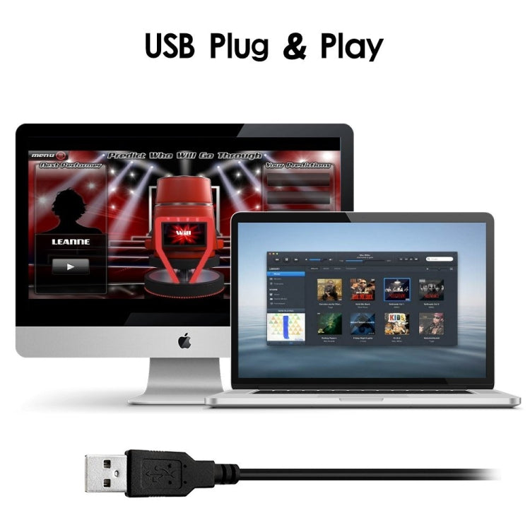 ไมโครโฟนคอนเดนเซอร์ USB พร้อมสายเคเบิลสำหรับคอมพิวเตอร์พีซีเดสก์ท็อปแล็ปท็อปโน้ตบุ๊คสายบันทึกเกม Podcasting, Black