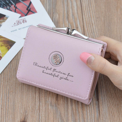Simple Mini Vintage ดอกไม้กระเป๋าสตางค์พับกระเป๋าสตางค์ผู้หญิงสั้น