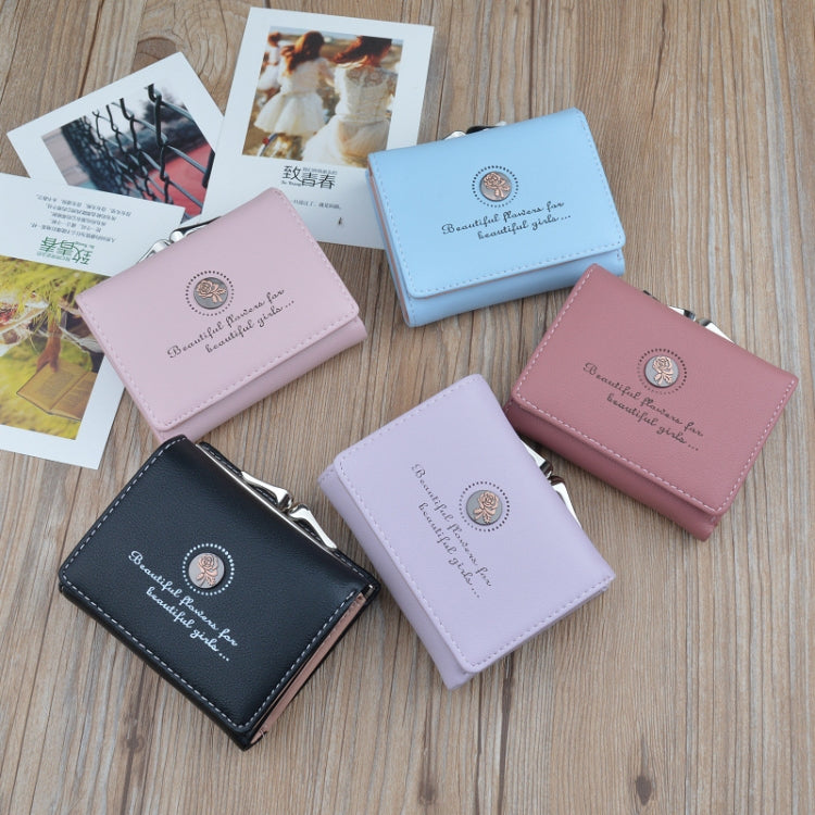 Simple Mini Vintage ดอกไม้กระเป๋าสตางค์พับกระเป๋าสตางค์ผู้หญิงสั้น