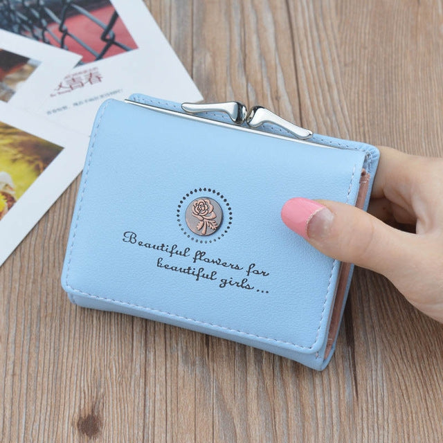 Simple Mini Vintage ดอกไม้กระเป๋าสตางค์พับกระเป๋าสตางค์ผู้หญิงสั้น