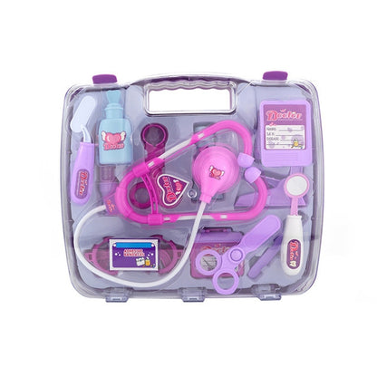 จำลองหูฟังชุดกล่องยาแบบพกพาหมอเด็กบทบาทเล่นของเล่น, Stethoscope Set (Purple), Stethoscope Set (Blue)