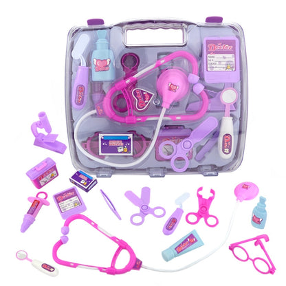 จำลองหูฟังชุดกล่องยาแบบพกพาหมอเด็กบทบาทเล่นของเล่น, Stethoscope Set (Purple), Stethoscope Set (Blue)