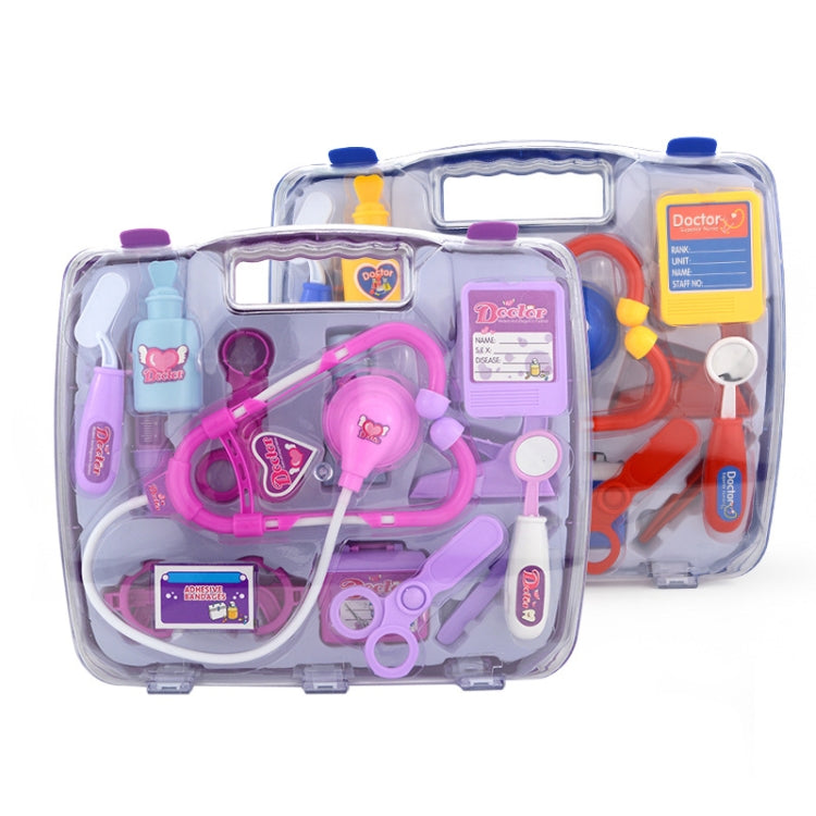 จำลองหูฟังชุดกล่องยาแบบพกพาหมอเด็กบทบาทเล่นของเล่น, Stethoscope Set (Purple), Stethoscope Set (Blue)