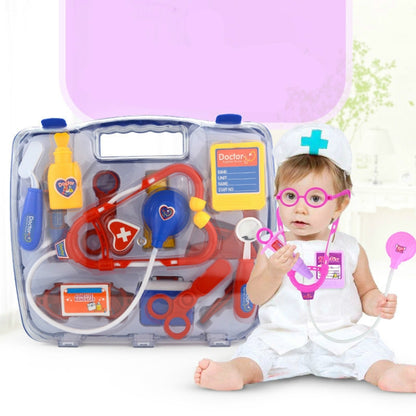 จำลองหูฟังชุดกล่องยาแบบพกพาหมอเด็กบทบาทเล่นของเล่น, Stethoscope Set (Purple), Stethoscope Set (Blue)