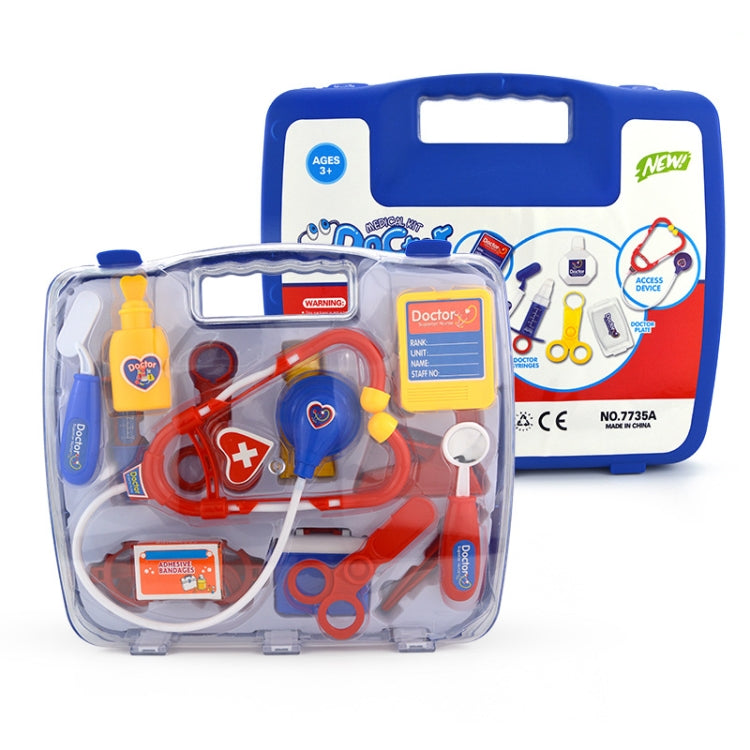 จำลองหูฟังชุดกล่องยาแบบพกพาหมอเด็กบทบาทเล่นของเล่น, Stethoscope Set (Purple), Stethoscope Set (Blue)