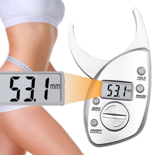0-50MM Electronic Digital แสดงผล การวัดไขมัน Caliper ไม้บรรทัดวัดรอบเอว, Silver