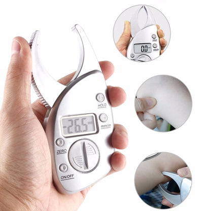 0-50MM Electronic Digital แสดงผล การวัดไขมัน Caliper ไม้บรรทัดวัดรอบเอว, Silver
