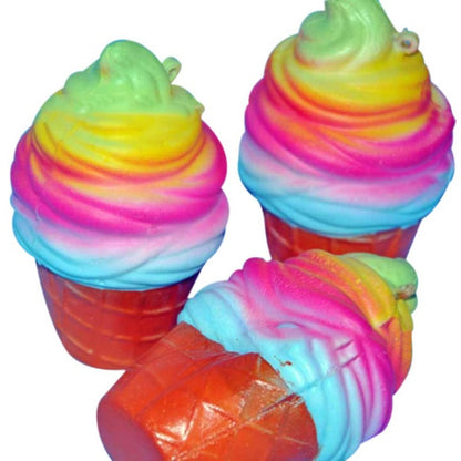 2 PCS Rainbow Ice Cream Cone ของเล่นบีบอัดพร้อมเชือก, rainbow ice cream