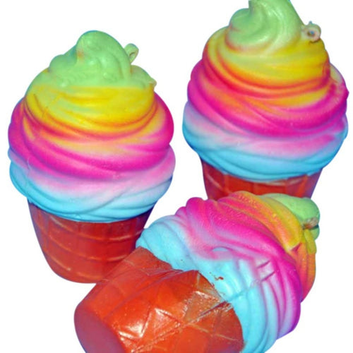 2 PCS Rainbow Ice Cream Cone ของเล่นบีบอัดพร้อมเชือก, rainbow ice cream