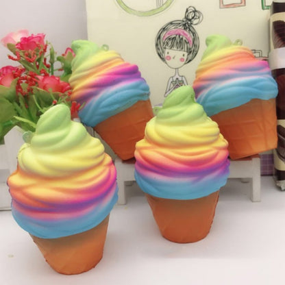 2 PCS Rainbow Ice Cream Cone ของเล่นบีบอัดพร้อมเชือก, rainbow ice cream