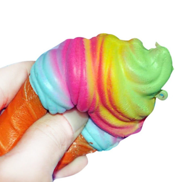 2 PCS Rainbow Ice Cream Cone ของเล่นบีบอัดพร้อมเชือก, rainbow ice cream