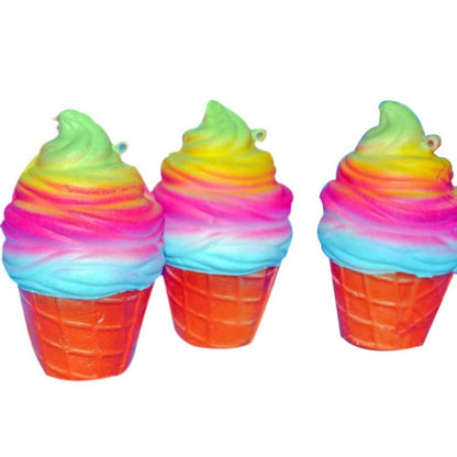 2 PCS Rainbow Ice Cream Cone ของเล่นบีบอัดพร้อมเชือก, rainbow ice cream