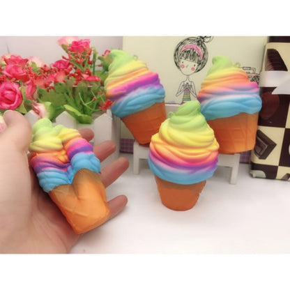 2 PCS Rainbow Ice Cream Cone ของเล่นบีบอัดพร้อมเชือก, rainbow ice cream