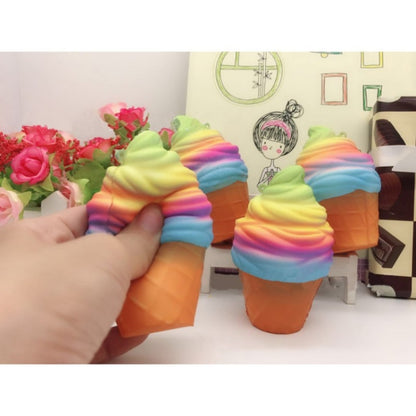 2 PCS Rainbow Ice Cream Cone ของเล่นบีบอัดพร้อมเชือก, rainbow ice cream