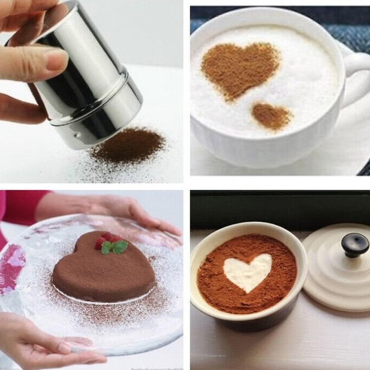 สแตนเลส 304 Dusting Powder เครื่องปรุงอาหารถังตาข่าย Barrel ผงโกโก้ครัวเครื่องมือ, Cocoa Powder Tank