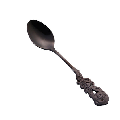 ขนาดเล็กมินิสแตนเลส Rose ดอกไม้ช้อนกาแฟช้อนสตริงช้อนชาช้อนชาช้อนขนมหวาน Long Handle Tableware